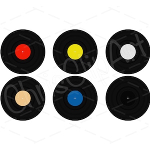 Disque vinyle SVG PNG JPG - lot de 6 couleurs - sublimation vinyle - vinyle clipart - vinyle Cricut - vinyle graphique
