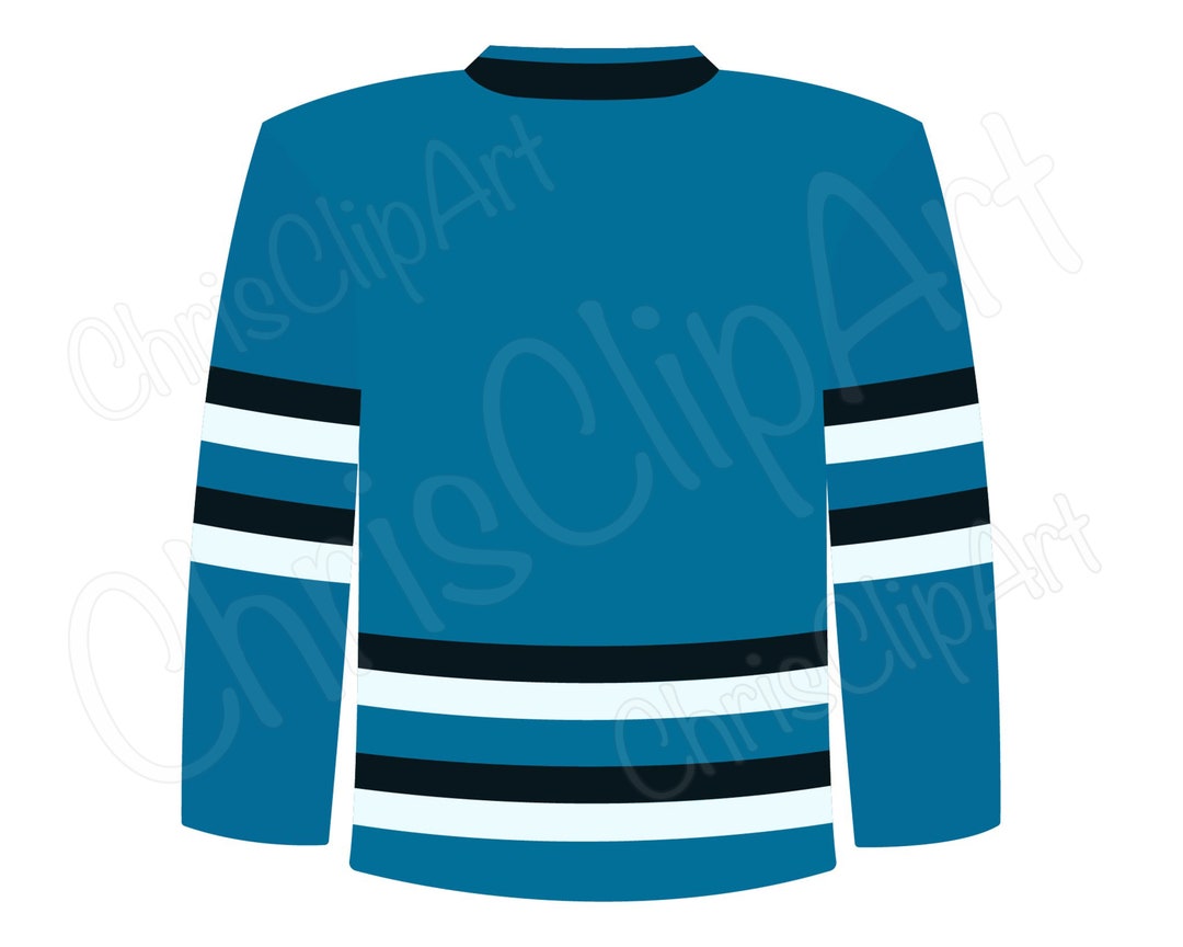Blue Hockey Jersey Back Clipart Graphic SVG PNG JPG Black and White