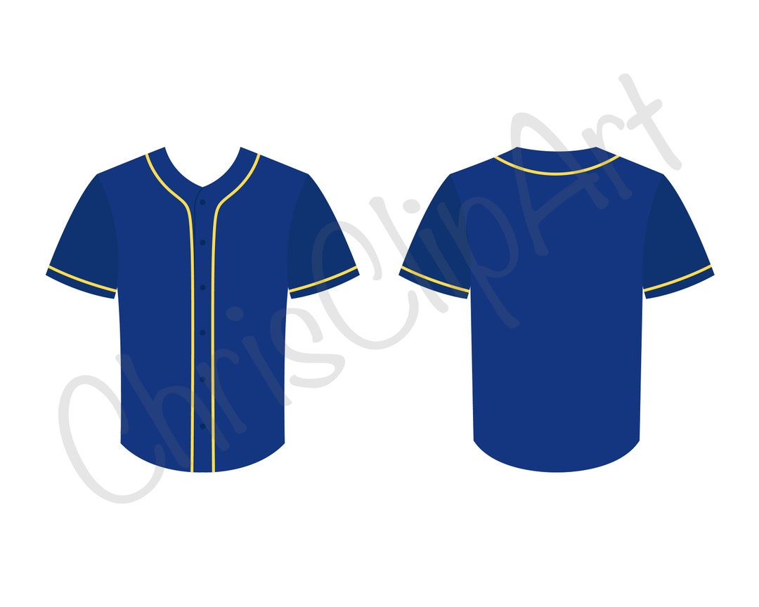 Blue Baseball Jersey SVG PNG JPG Front and Back Baseball Jersey Clipart