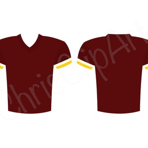 Maroon Football Jersey SVG PNG JPG - Front and Back Football Jersey Clipart - Sublimation Cricut Football Graphics - Football Clipart