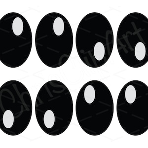 Gráficos de clipart de olhos de botão - Formato SVG PNG JPG - Pacote de 4 - Vetor de olhos de desenho animado - Olhos para impressão - Olhos de botão Cricut