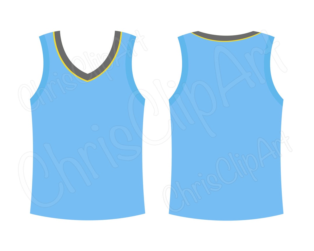 Blue Basketball Jersey Clipart Set Front and Back Designs Etsy