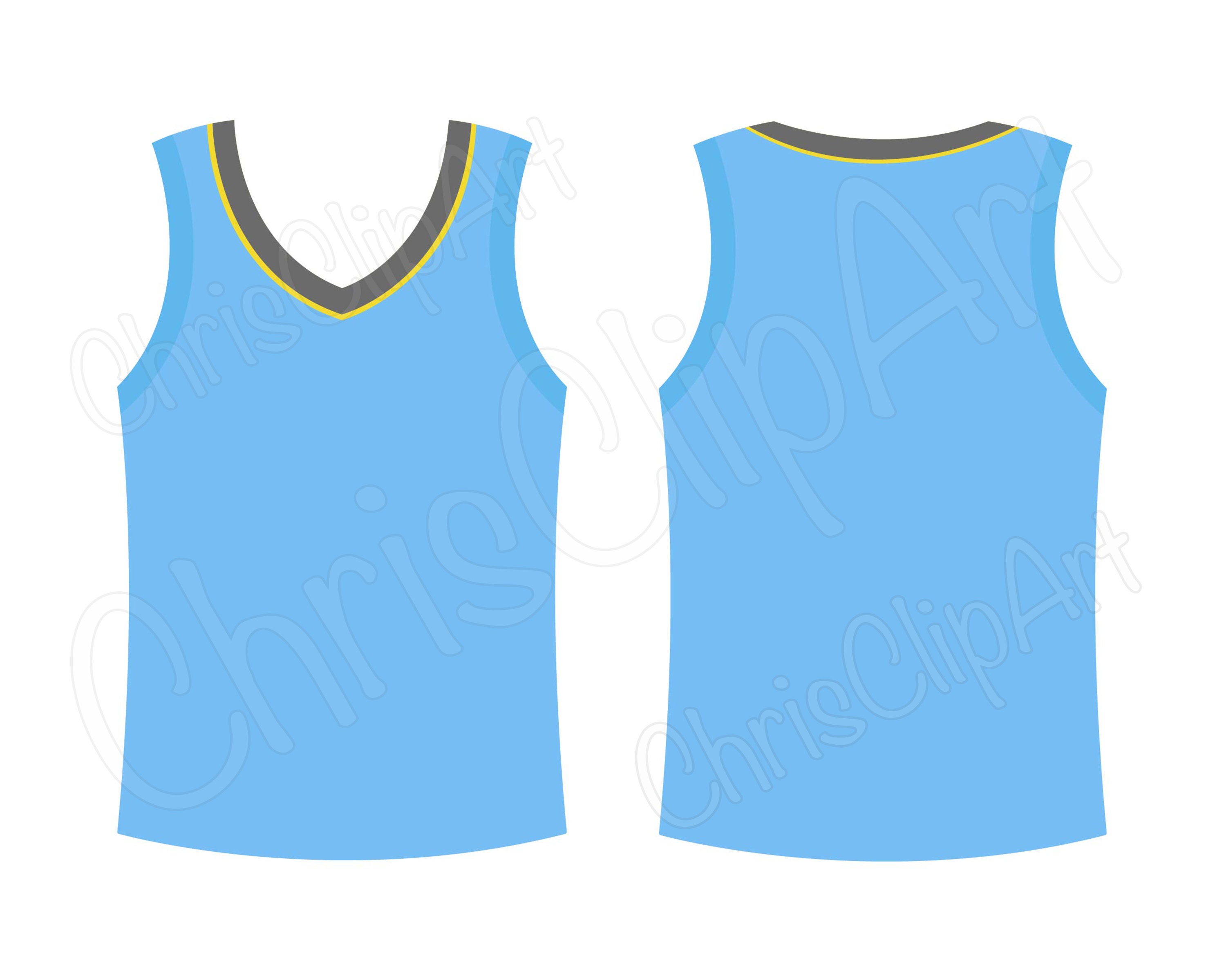 Blue Basketball Jersey Clipart Set Front and Back Designs Etsy