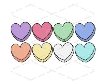 Conversation Heart Clipart - Candy Hearts SVG PNG JPG (Digital Download)