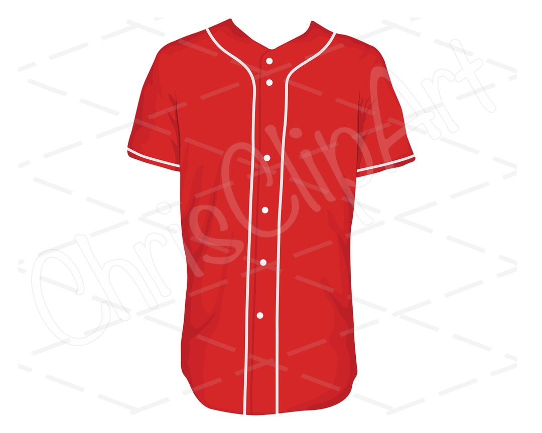 Red Baseball Jersey Clipart SVG PNG JPG Baseball Jersey Etsy