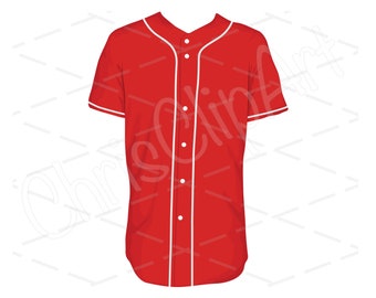 Red Baseball Jersey Clipart – Vector SVG, PNG, JPG (Digital Download)