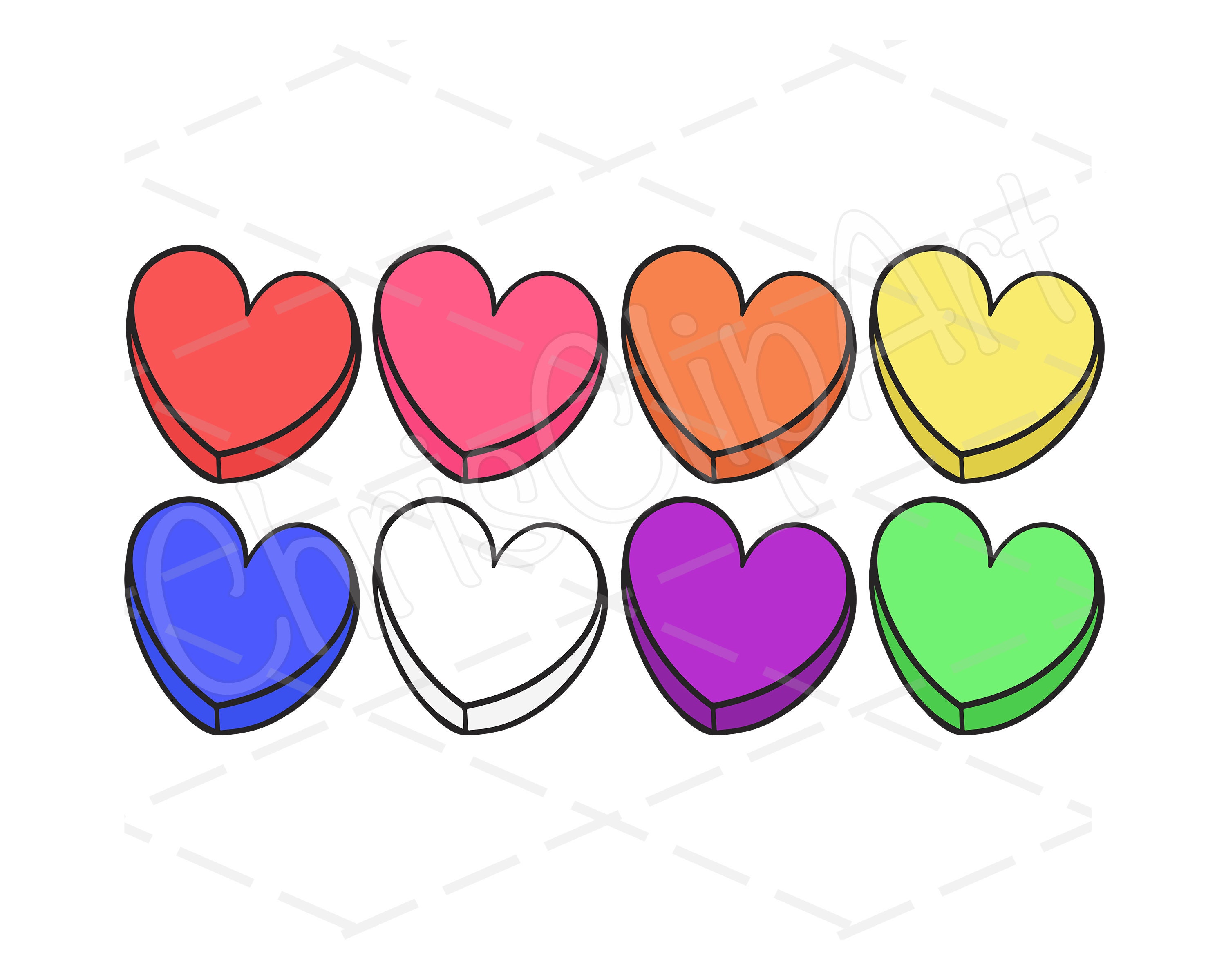 Conversation Heart Stickers PNG - Kayla Makes