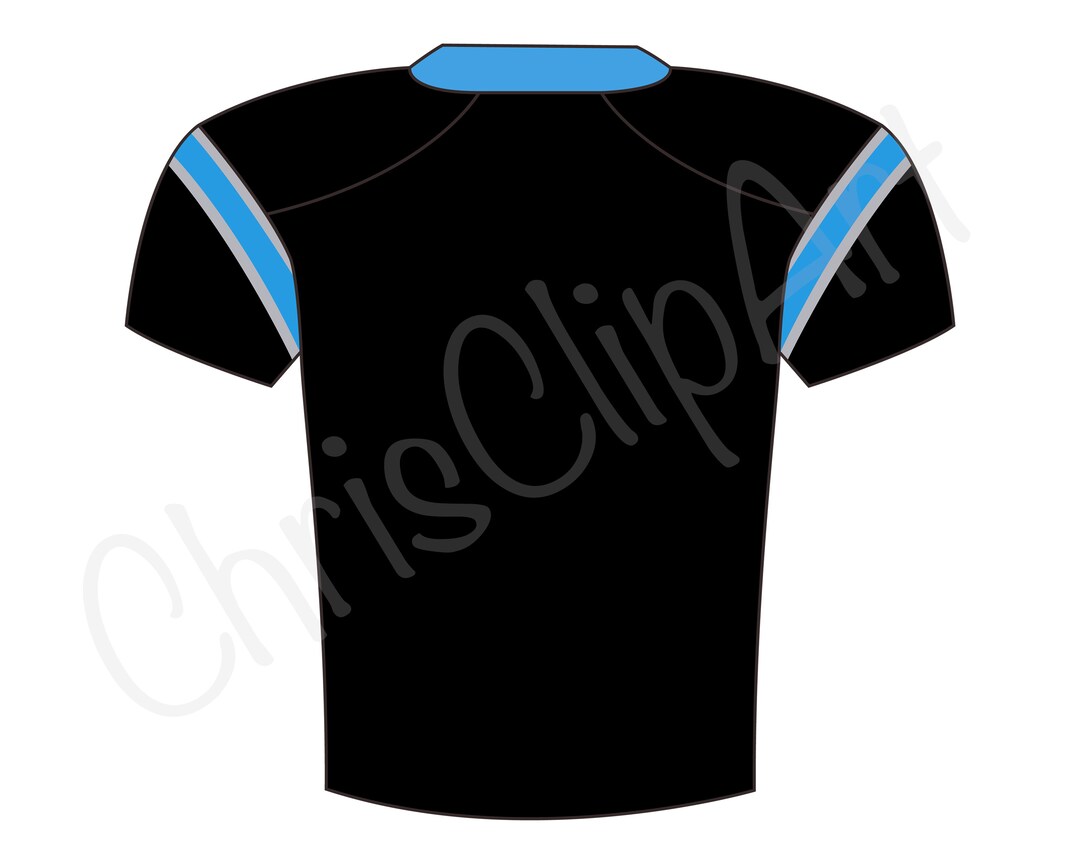 Black Football Jersey SVG PNG JPG Blue Highlights Back Etsy