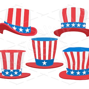 Uncle Sam Hat Svg Png Jpg - Bundle of 5 Hats - USA hat sublimation - Uncle Sam Clipart - Uncle Sam Cricut - Fourth of July Graphics