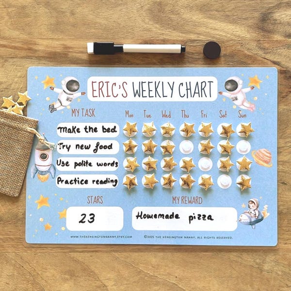 Space-Themed Reward Chart A4 - Perfect for young children helping  them with weekly routines, motivation and positive reinforcement