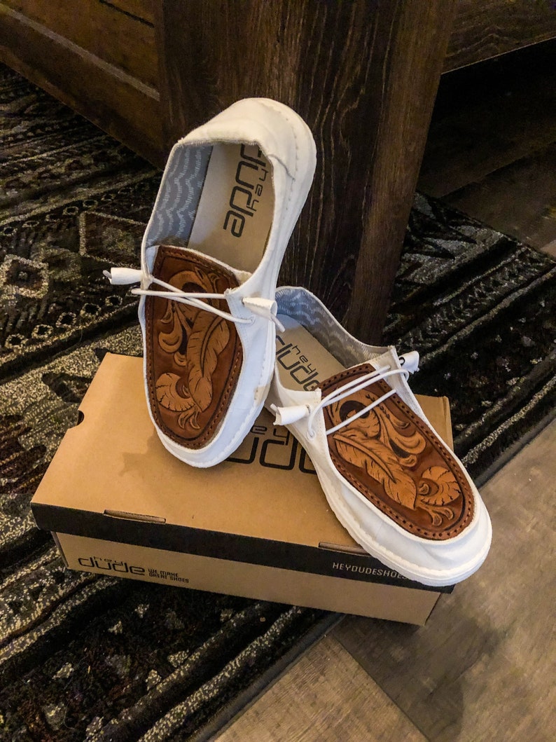 custom leather hey dude shoes