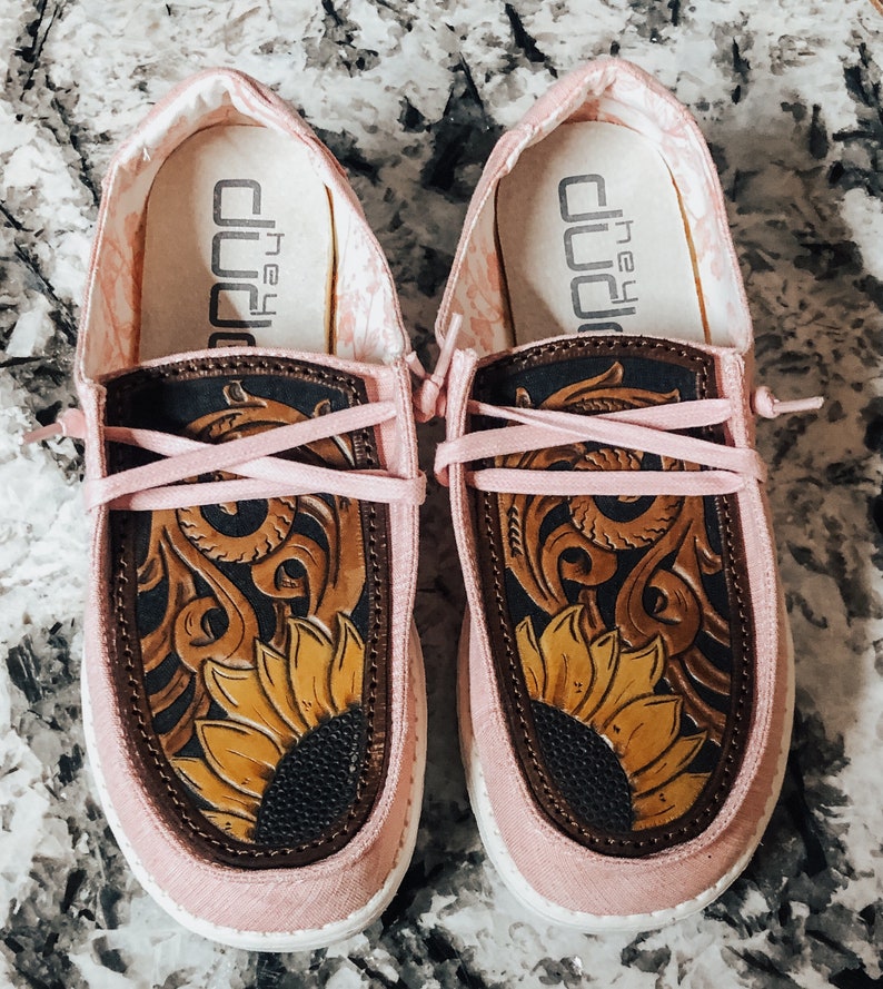 Customized Hey Dude Shoes Tooled Leather Hey Dudes Etsy
