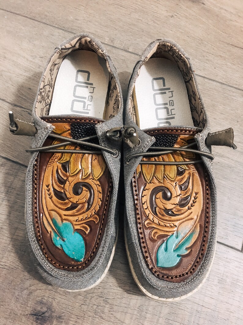 custom tooled hey dudes