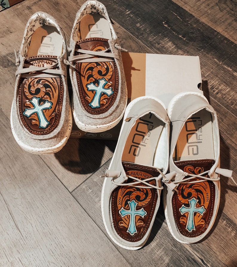 Customized Hey Dude Shoes Tooled Leather Hey Dudes | Etsy