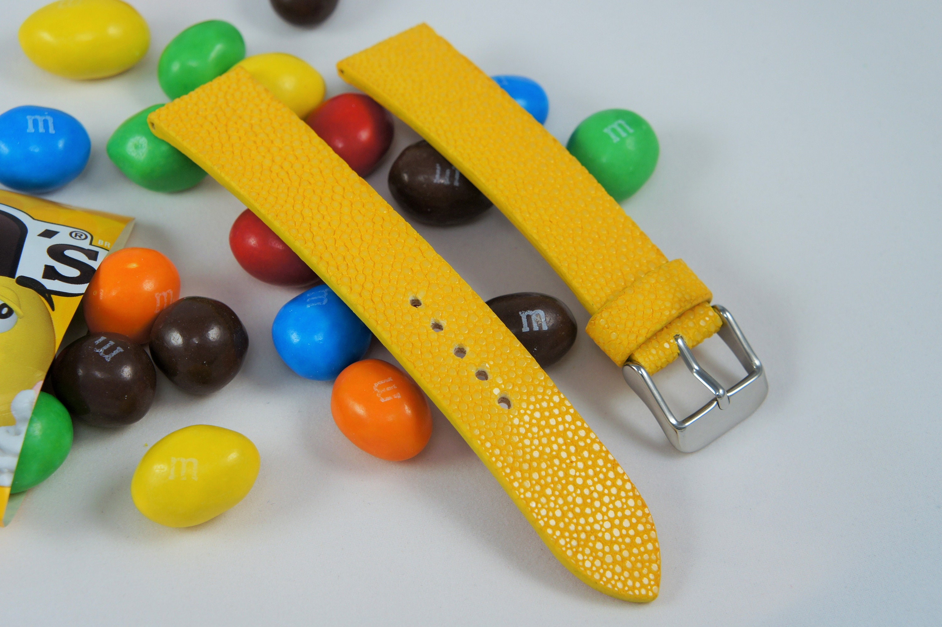 Yellow watch strap Leather watch strap Stingray watch strap Etsy
