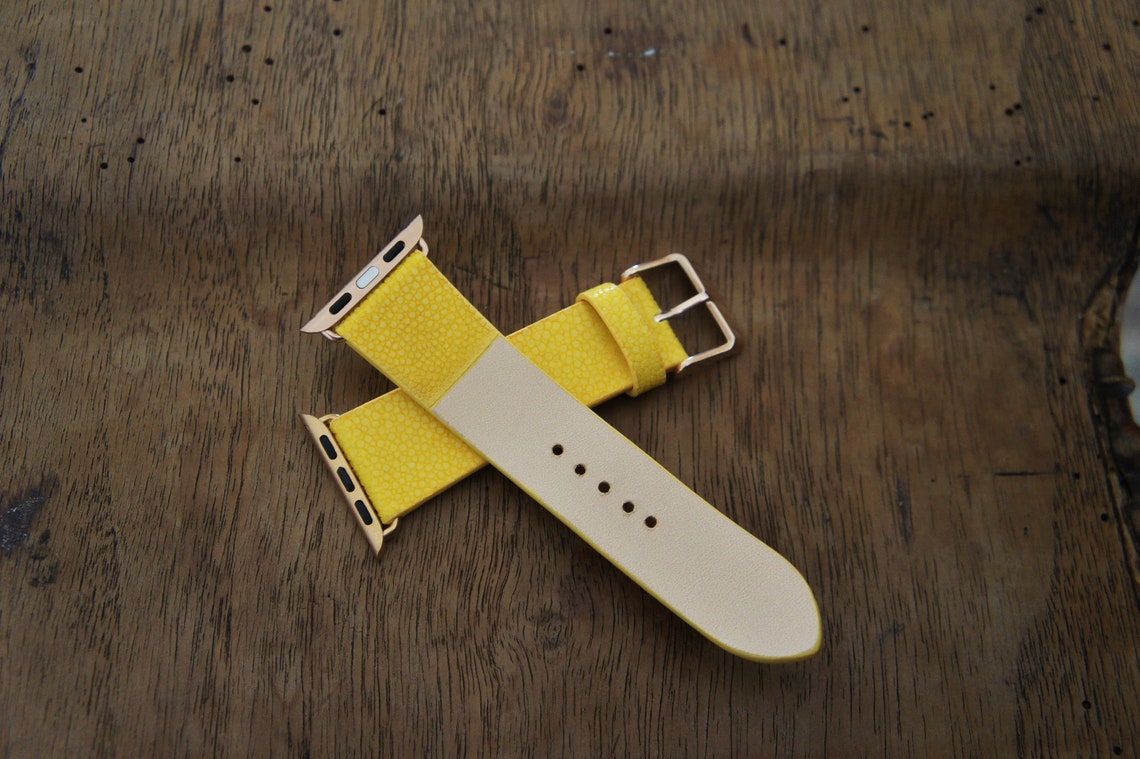 Yellow watch strap Leather watch strap Stingray watch strap Etsy
