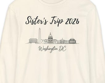 Personalized Washington DC Skyline Comfort Colors Long Sleeve T-Shirt | Minimal Capitol Outline