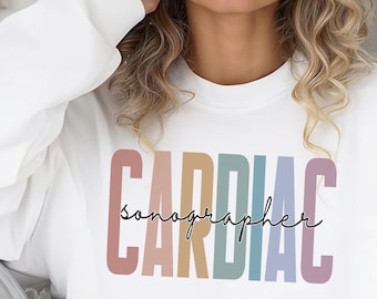 Cardiac Sonographer Sweatshirt, Colorful CARDIAC Text Crewneck, Cozy Echo Tech Gift, Retro Medical Shirt, Unisex, Echocardiography