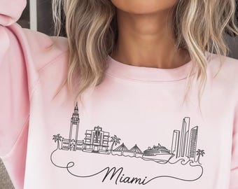 Miami Sweatshirt, Miami Skyline Shirt, Miami Lover Gift, Vintage Miami Shirt, Miami Travel Gift, Miami Vacation Shirt, Miami Minimalist