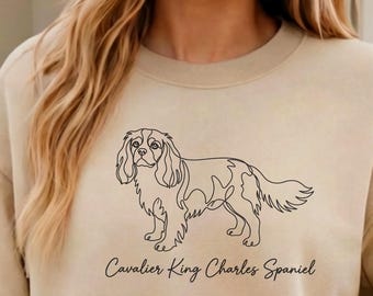 Sudadera Cavalier King Charles Spaniel, camiseta para amantes de los perros, regalo para amantes de los perros King Charles, regalos para perros Spaniel, camiseta estética minimalista para perros