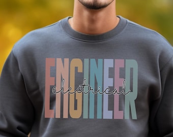Sweatshirt elektrotechnisch ingenieur, ingenieur uniseks shirt, ingenieur geschenken, mechanische civiele elektrotechniek cadeau T-shirt, afstudeercadeau