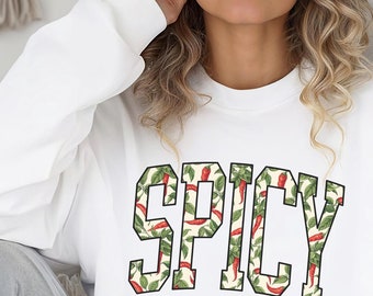 Würziges Chili Varsity Sweatshirt, lustiges Sweatshirt, Geschenk für sie, sarkastisches freches Shirt, süßes Sweatshirt für Frauen, gemütliches Sweatshirt Geschenk