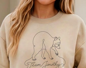 Team Jimothy Raccoon Sweatshirt, Viral Raccoon Meme Shirt, Continuous Line Art, Funny Animal Hoodie, Minimalist Comfort Colors Tee Gift