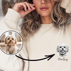 Custom Pet Sweatshirt, Personalized Pet Unisex Sweatshirt, Cartoon Pet Shirt, Comic Face Pet Shirt Name, Dog Mom Dad Gift, Pet Lover Gift