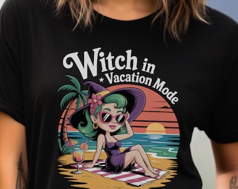 Summerween Shirt, Summer Witch, Spooky Summer Tee, Retro Summer, Girly Summer, Beach Vibes Tee, Halloween Witch in Vacation Mode Shirt