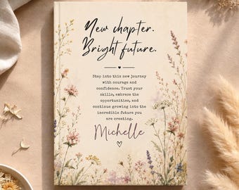 Personalized New Job Gift Journal, Custom Wildflower Notebook, Promotion Gift for Her, Coworker Leaving Present, New Chapter Diary