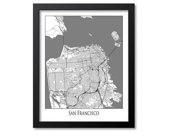 San Francisco Map Print Poster,  California Map Wall Art Print, San Francisco City Map Print Poster Gift