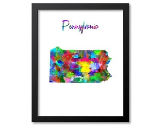 Pennsylvania Map Art Print Pennsylvania Wall Art Print Gift Pennsylvania Decor Print Map Artwork Poster Watercolor Map, Canvas or Print