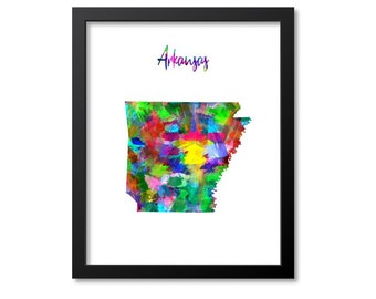 Arkansas Map Art Print Arkansas Wall Art Print Gift Arkansas Decor Arkansas Print Map Artwork Poster Watercolor Map, Canvas or Print