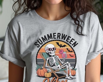Summerween Vibes Halloween T-Shirt, Summer Halloween Shirt, Hot Ghoul Summer Tshirt, Summer Vibes Tee, Summer Outfits, Halloween Beach Shirt