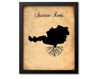 Austrian Roots Print, Austria Art, Austria Gift, Austria Roots Print, Austria Map Print, Austria Map Art, Austria Wall Art Poster, Vintage