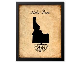 Idaho Print, Idaho Art, Idaho Gift, Idaho Roots Print, Idaho Map Print, Idaho Map Art, ID Wall Art Poster, Vintage Canvas