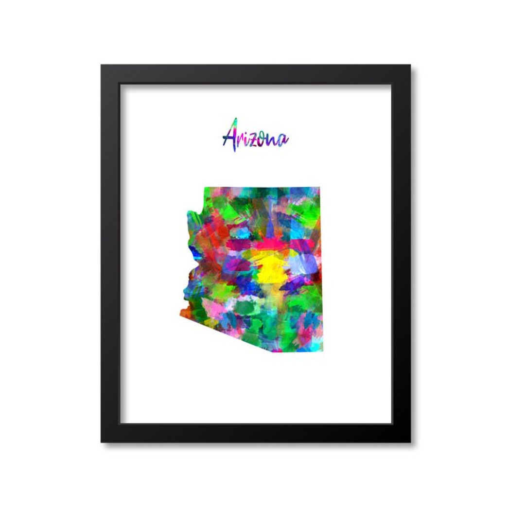 Arizona Map Art Print Arizona Wall Art Print Gift Arizona Etsy