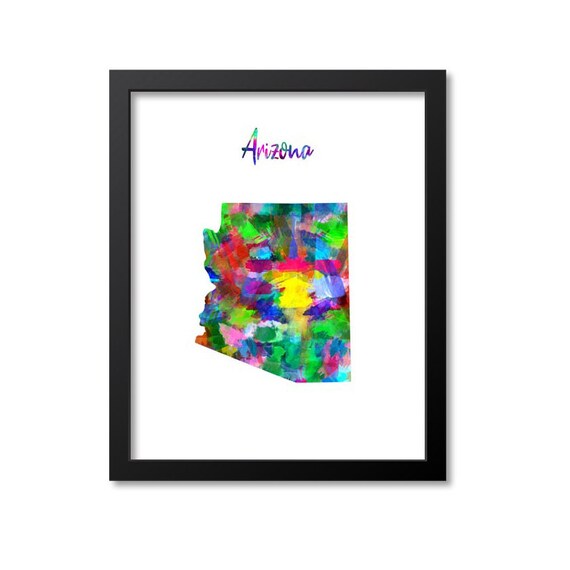 Arizona Map Art Print Arizona Wall Art Print Gift Arizona Etsy