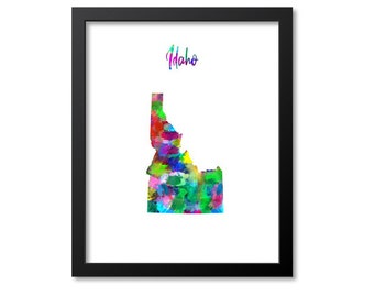 Idaho Map Art Print Idaho Wall Art Print Gift Idaho Decor Idaho Print Map Artwork Poster Watercolor Map, Canvas or Print