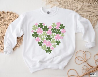 St Patrick's Day Heart of Shamrocks Sweatshirt, Lucky Charm Sweatshirt, St Patricks Day Shirt, Shamrock Shirt, Lucky Irish American Gift