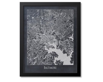 Baltimore Map Print Baltimore Map Art, Maryland Gift, Chalkboard Canvas