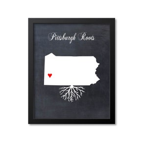 Pittsburgh Pennsylvania Roots Print Poster Wall Art, Pittsburgh Gift, Heart Love Canvas