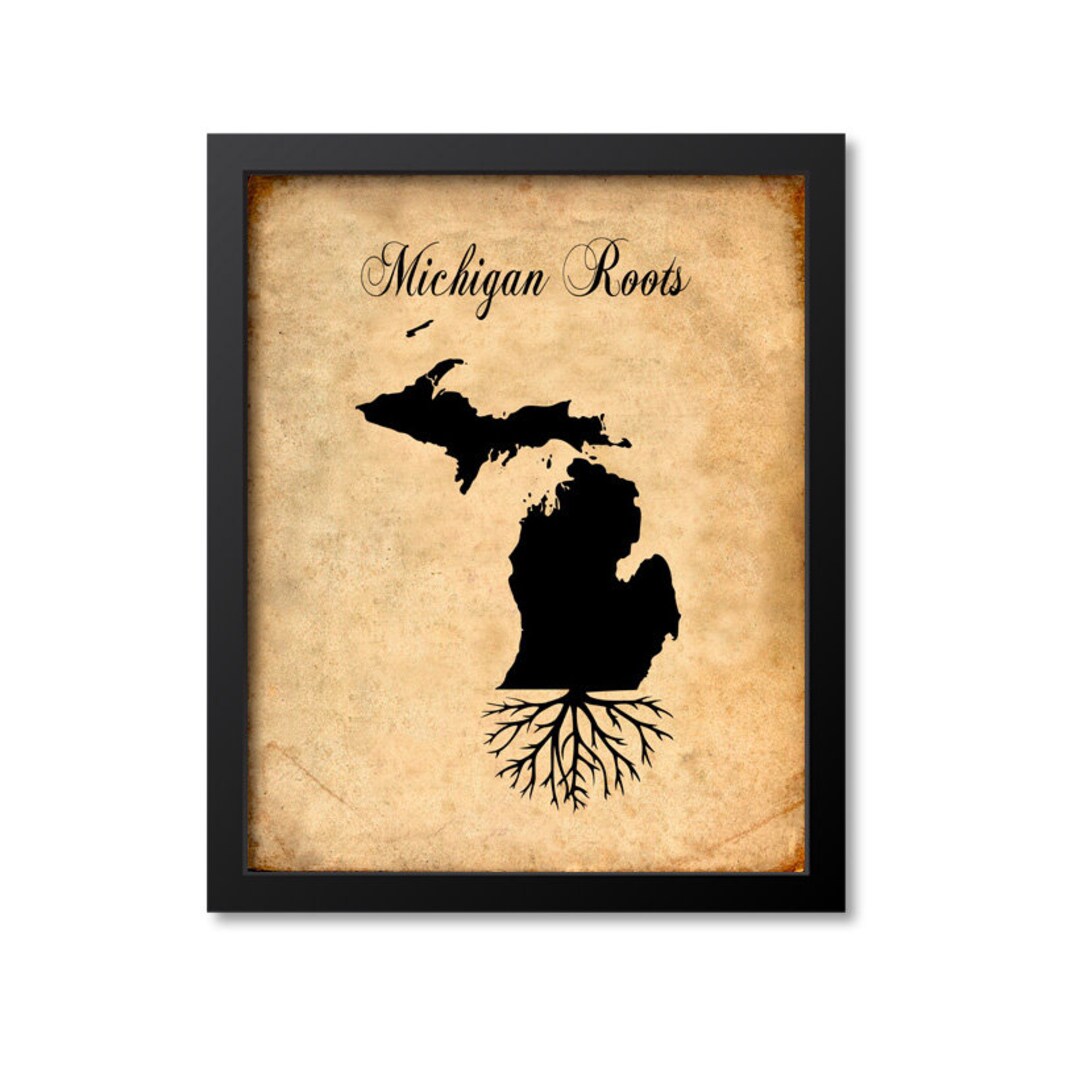 Michigan Print, Michigan Art, Michigan Gift, Michigan Roots Print ...