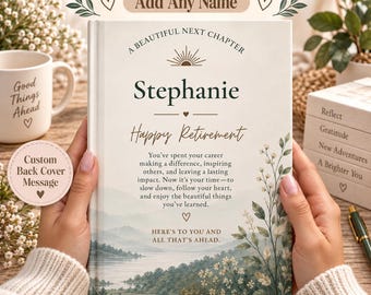 Diario de jubilación personalizado, cuaderno de recuerdo de jubilación con nombre personalizado, diario Mountain Lake, regalo de jubilación para compañeros de trabajo, jefes y profesores