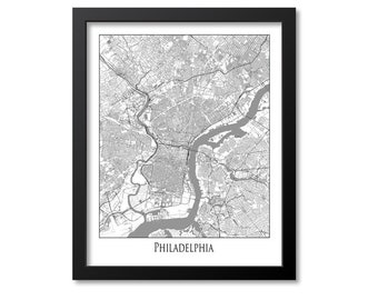 Philadelphia Map Print Poster Wall Art, Pennsylvania Gift, Philadelphia City Map Decor,Black White Canvas