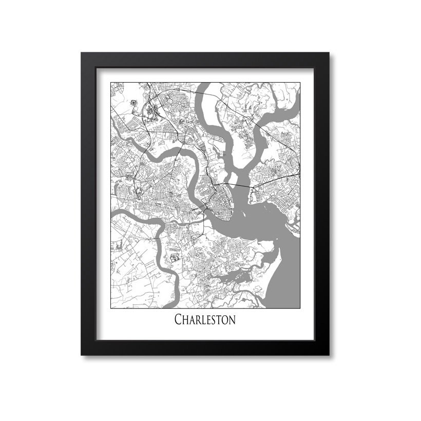 Charleston Map Print Poster Wall Art, South Carolina Gift, Charleston
