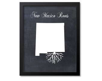 New Mexico Print, New Mexico Art, New Mexico Gift, New Mexico Roots Print, New Mexico Map Print, Map Art, NM Wall Art Poster, Chalkboard