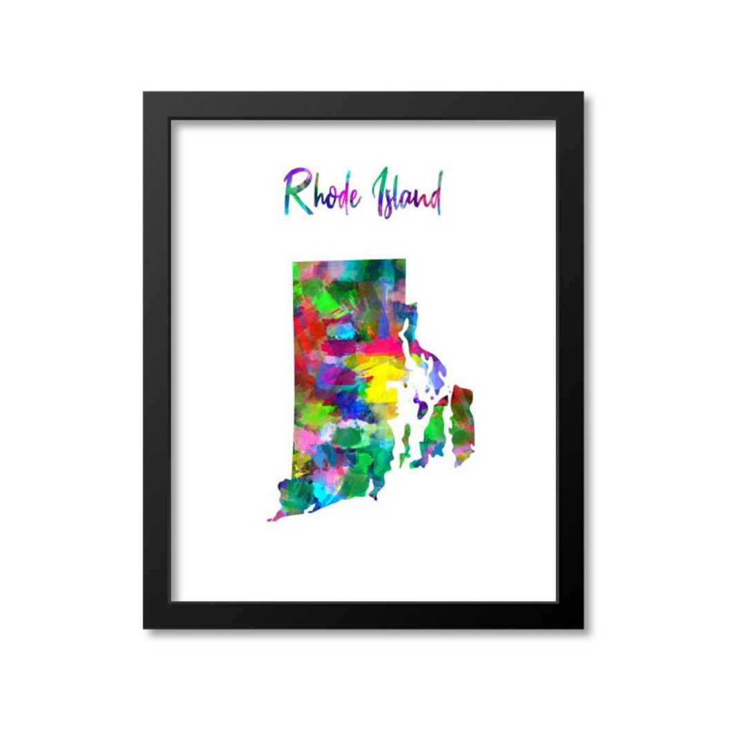 Rhode Island Map Art Print Rhode Island Wall Art Print Gift Decor Rhode Island Print Map Artwork