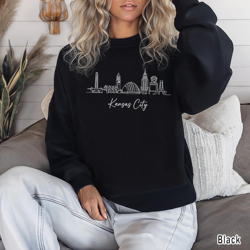Kansas City Sweatshirt, Kansas City Skyline Shirt, Kansas City Lover Gift, Kansas City Travel Gift, Kansas City Vacation Shirt, Minimalist image 4