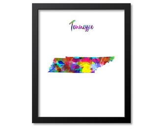Tennessee Map Art Print Tennessee Wall Art Print Gift Tennessee Decor Tennessee Print Map Artwork Poster Watercolor Map, Canvas or Print